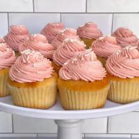 Vanilla Raspberry Cupcake · Our signature vanilla cupcake topped with silky smooth raspberry buttercream.