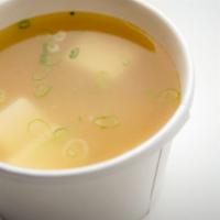 Miso Soup · Gluten Free. White miso, tofu, scallions.