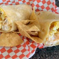 Breakfast Burritos  · Served with eggs, beans, cheese, potatoes, and choice of meat.