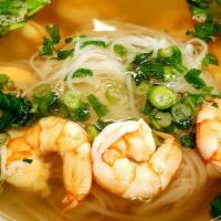 Shrimp Noodle Soup · Includes basils, beansprouts, jalapenos, limes, hoisin sauce, and siracha sauce. Add meat, n...