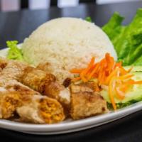 Eggroll With Steamed Rice · Includes lettuce, cucumbers, pickled carrots, and sweet fish sauce. Add meat, rice or noodle...