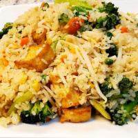 Veggie & Tofu With Fried Rice · Includes soy sauce.