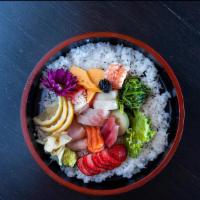Chirashi · Assorted slices of fresh raw fish over seasoned sushi rice. 

These items may be served raw ...