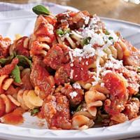 Sausage Basil Marinara Pasta · This large sized pasta dish will feed 6 or more people. All you have to do is heat it in the...