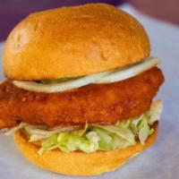 Hot Chicken Sandwich · Made with Mayonnaise, Lettuce, Pickle & Onion