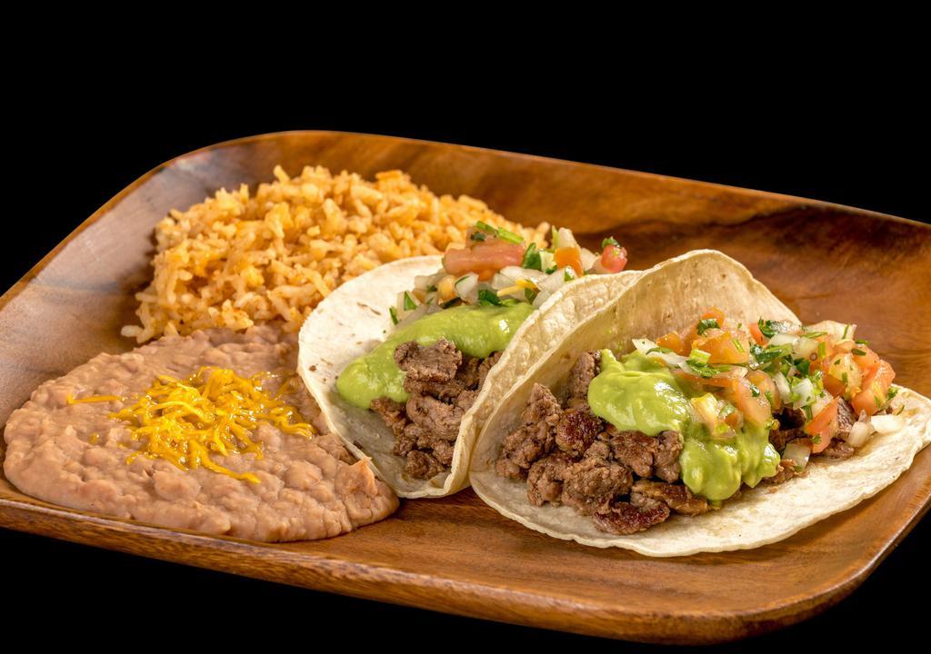 #18. Two Carne Asada Tacos · Two carne asada tacos.