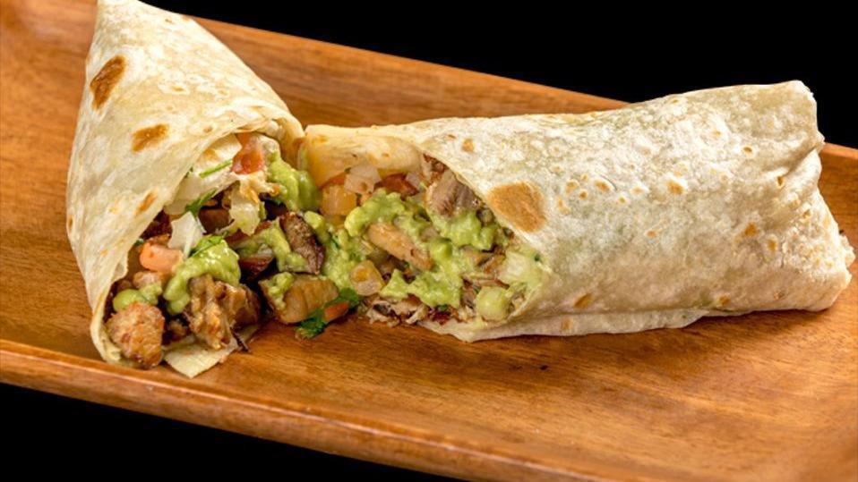 Carnitas Burrito · Grilled pork, guacamole, and pico de gallo.