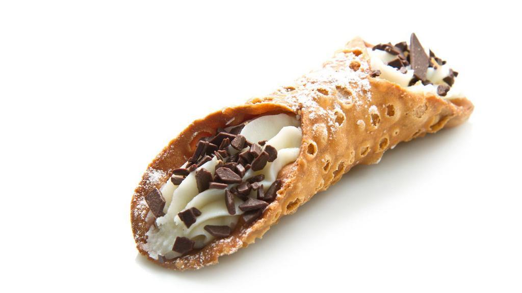 Cannoli · Delicate, fried pastry tubes filled with a sweet and creamy ricotta and a dusting of powdered sugar.