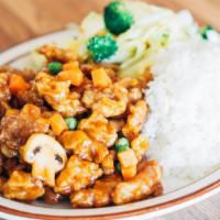 General Tao Chicken (Standard) · Served with steamed rice.