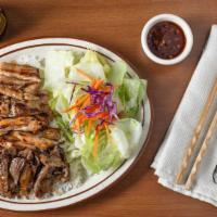 Chicken Teriyaki With Beef Teriyaki (Standard) · Served with steamed rice and stir-fried vegetables or salad.