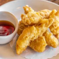 Tempura Chicken · 5 strips of chicken breast dipped in tempura and lightly fried.