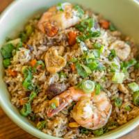 Fried Rice Combination · Fried rice with stir fried vegetables, egg, Chicken Breast, NY Steak, and Shrimp