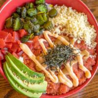 Spicy Rice Bowl · Choice of spicy tuna or spicy salmon, or spicy yellowtail served with avocado, japanese pick...