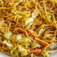 Yakisoba Vegetable · Stir fried wheat noodles with vegetables in a homemade sauce.