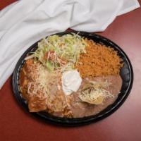  Two Enchiladas  · Beef, Chicken, Cheese, or Shrimp.