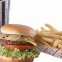 Rodeo Combo · Our amazing 1/4 lb burger combo.  Burger sauce, lettuce, tomato and your choice of grilled o...