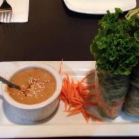 Fresh Rolls · Salad-like rice-paper rolls of shrimp, vermicelli noodles, cilantro, carrots, basil and fres...