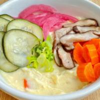 Japanese Style Potato Salad · 8oz of mashed potatoes mixed with japanese mayo, garnished with pickled shiitake mushrooms, ...