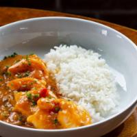 Gulf Shrimp Étouffée · Traditional New Orleans Stye - Peppers  & Spices
