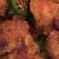 Salt & Pepper Chicken · Spicy. Hot and spicy. Deep fried chicken in a salt and pepper sauce. White meat.