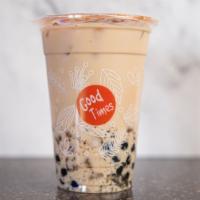 Panda Milk Tea ʕ •ᴥ•ʔ · Our classic Black Milk Tea with Boba and Crystal Boba