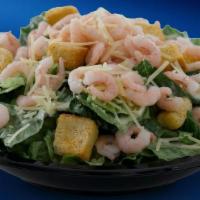 Shrimp Caesar Salad · Baby Shrimp served on a Caesar Salad with croutons, Parmesan Cheese and Caesar Dressing.