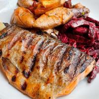 Grilled Steelhead Trout W/ Lemons And Fresh Herbs  · Served w/ Fried Fingerlings and Roasted Beets
