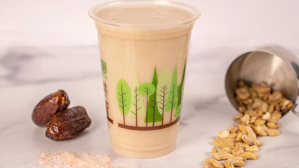 Coconutty · Our flagship smoothie. Fresh young coconut meat and water, cashews, dates, and pink Himalayan crystal salt.