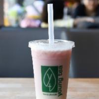 Rose Green Milk Tea (16Oz) · Organic rose water, green tea and milk