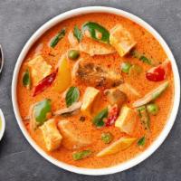 Red Buffed Curry · Choice of meat, seafood, or tofu in spicy coconut milk red curry with zucchini, green bean, ...