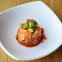 Kimchi ( Gf ) · Fermented Napa cabbage, anchovy, radish, red chili.
