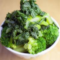 Steamed Veggies · Steamed broccoli and Chinese broccoli.