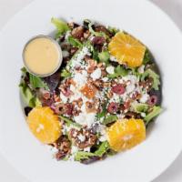 Willo Grove Salad - Large · Gluten free. Arugula, field greens, oranges, pecans, dates, olives, goat cheese and agave vi...