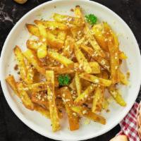 Clove Of Cheese Vegan Fries · (Vegan) Garlic and your choice of vegan cheese topped on Idaho potato fries.