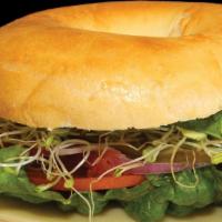Turkey · sandwich come with mayo, mustard, cheese, lettuce, tomato, onion, pickles, sprouts, and avoc...