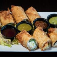 Crispy Chile Relleno Platter · Four different types of crispy rellenos. Served with various sauces *Mexican egg roll: anahe...