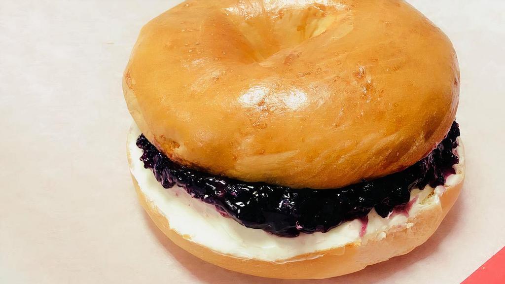 Bagel With Cream Cheese  And Blueberry Jelly · Bagel with  Cream Cheese  and Blueberry Jelly