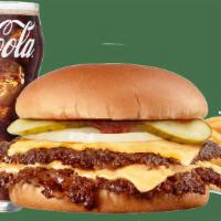 Dbl 2Xchs Combo · Two Steakburger patties, two slices of American cheese with choice of pickle, onion, ketchup...