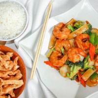C#19. Szechuan Shrimp · Beef sautéed with shredded celery, carrots and green peppers in spicy szechuan sauce.