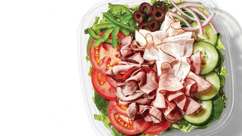 Subway Club® (150 Cals) · Club Sandwich? Meet CLUB SALAD. Oven-Roasted Turkey, Black Forest Ham, and Choice Angus Roast Beef on a big bowl of the freshest veggies and your choice of dressing.