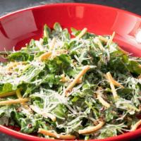 Chinese Kale Salad · Tender baby kale and chow mein noodles tossed in creamy yuzu dressing. Garnished with grana ...