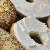 Bagel W/ Butter & Cream Cheese · Choice of bagel, toasted and topped with butter and choice of cream cheese.