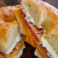 Bagel Melt · Melted cheddar cheese, red onion, tomato, and chive cream cheese on a choice of toasted bagel.