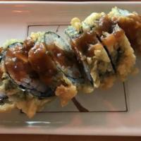 Heart Attack Roll · Spicy. Salmon, avocado, shrimp, cream cheese, spicy crab. Outside: jalapeño. Sauce: spicy ma...