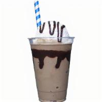 Frozen Hot Chocolate Milkshake · Blue Bell chocolate ice cream, hot cocoa, and milk. Topped with marshmallow fluff.