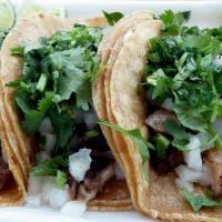 Taco Tuesday  · Taquitos de Asada, Pollo, Chorizo, Pastor con cilantro y cebolla.