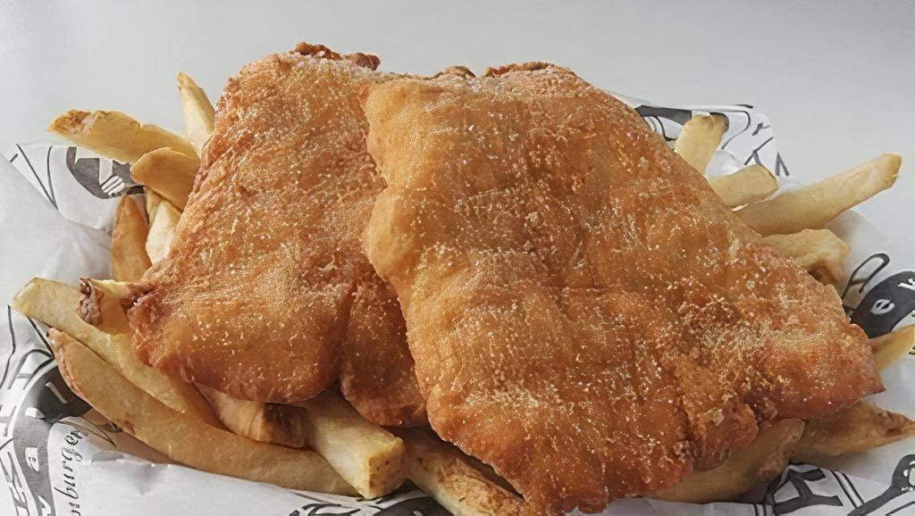 Fish And Chips · Two Pieces Alaska true cod and French Fries.