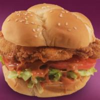 Crispy Chicken Sandwich · Crispy chicken breast, lettuce, tomato and Sriracha mayonnaise