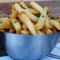 Hand Cut Fries · Hand cut fries sprinkled with sea salt. Served with your choice of dipping sauce.