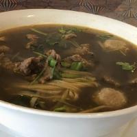 Wonton Soup · Wontons with chicken and vegetables (add shrimp for Wor Wonton soup for an additional charge).